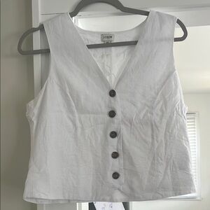 J. Crew White Linen Button-Down Women's Top